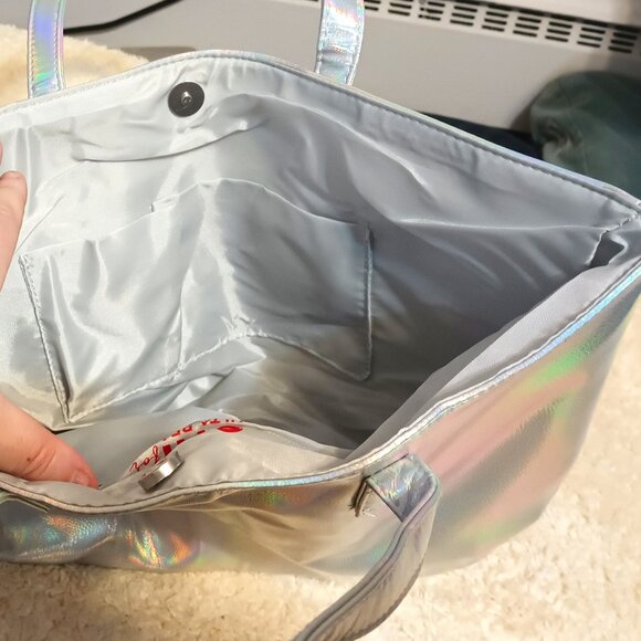 NWOT ~Chi for Ultra Beauty Silver Rainbow Chromatic Iridescent Shoulder Tote Bag - Picture 4 of 6